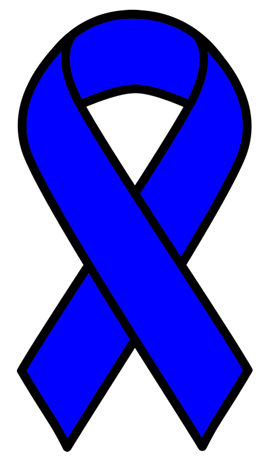 Cancer Ribbon Blue Vinyl Bumper Sticker, Window Cling or Bumper Sticker Magnet in UV Laminate Coating