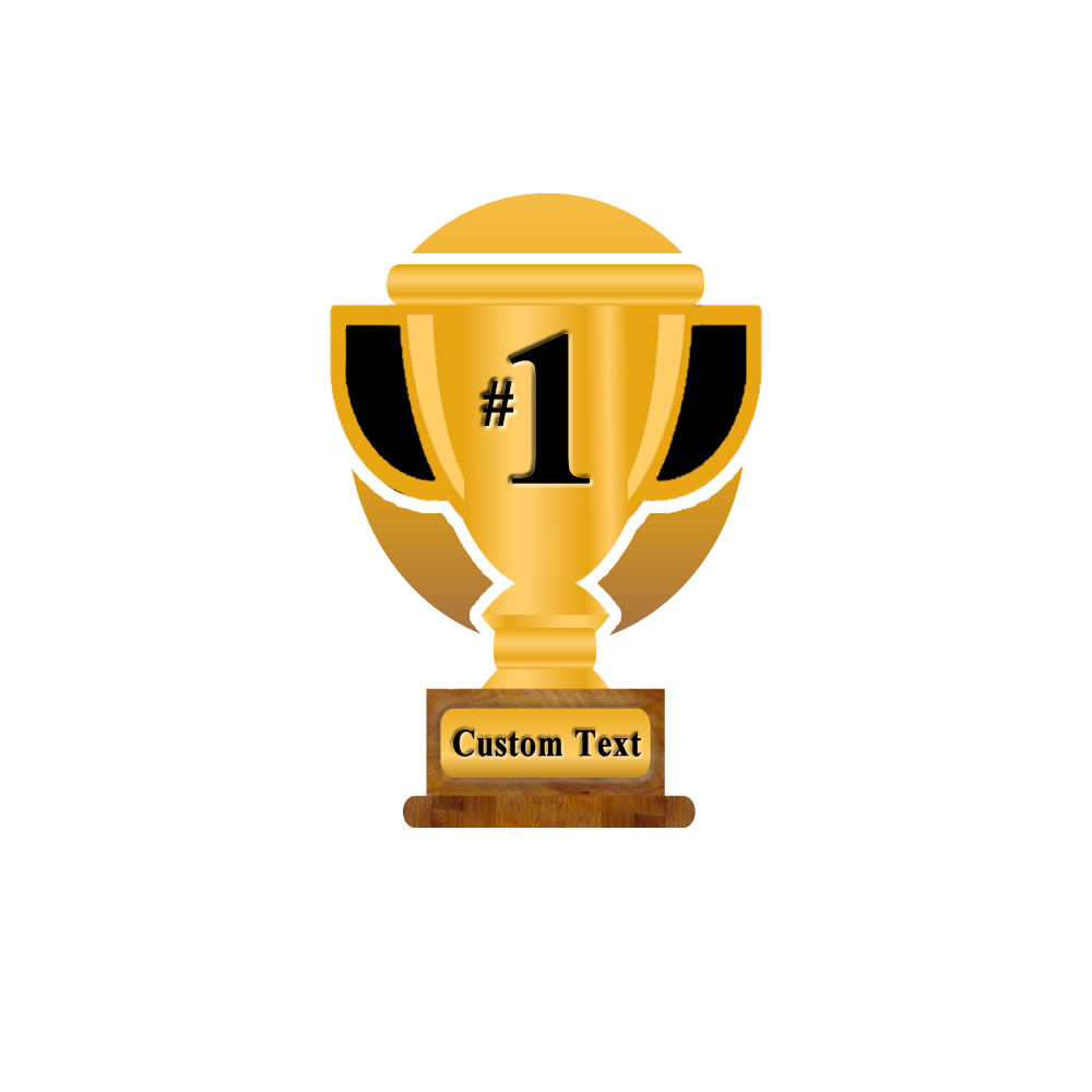 Custom Text Trophy Vinyl Bumper Sticker  Window Cling or Bumper Sticker Magnet in UV Laminate Coating