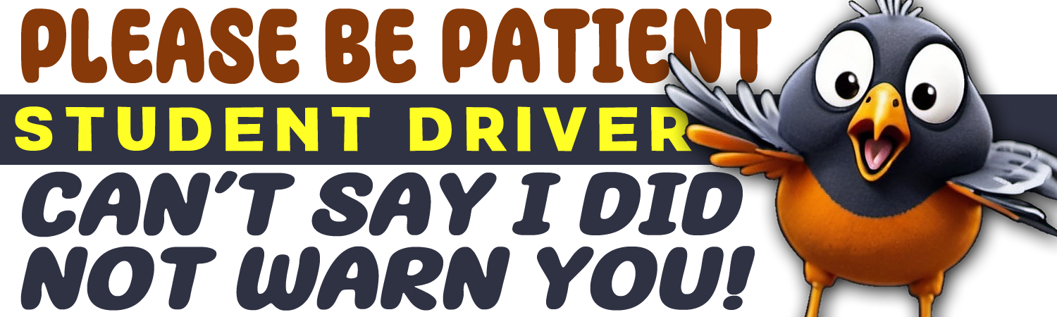 Please Be Patient Student Driver Can t Say I Did Not Warn You Vinyl Bumper Sticker Window Cling or Bumper Sticker Magnet in UV Laminate Coating