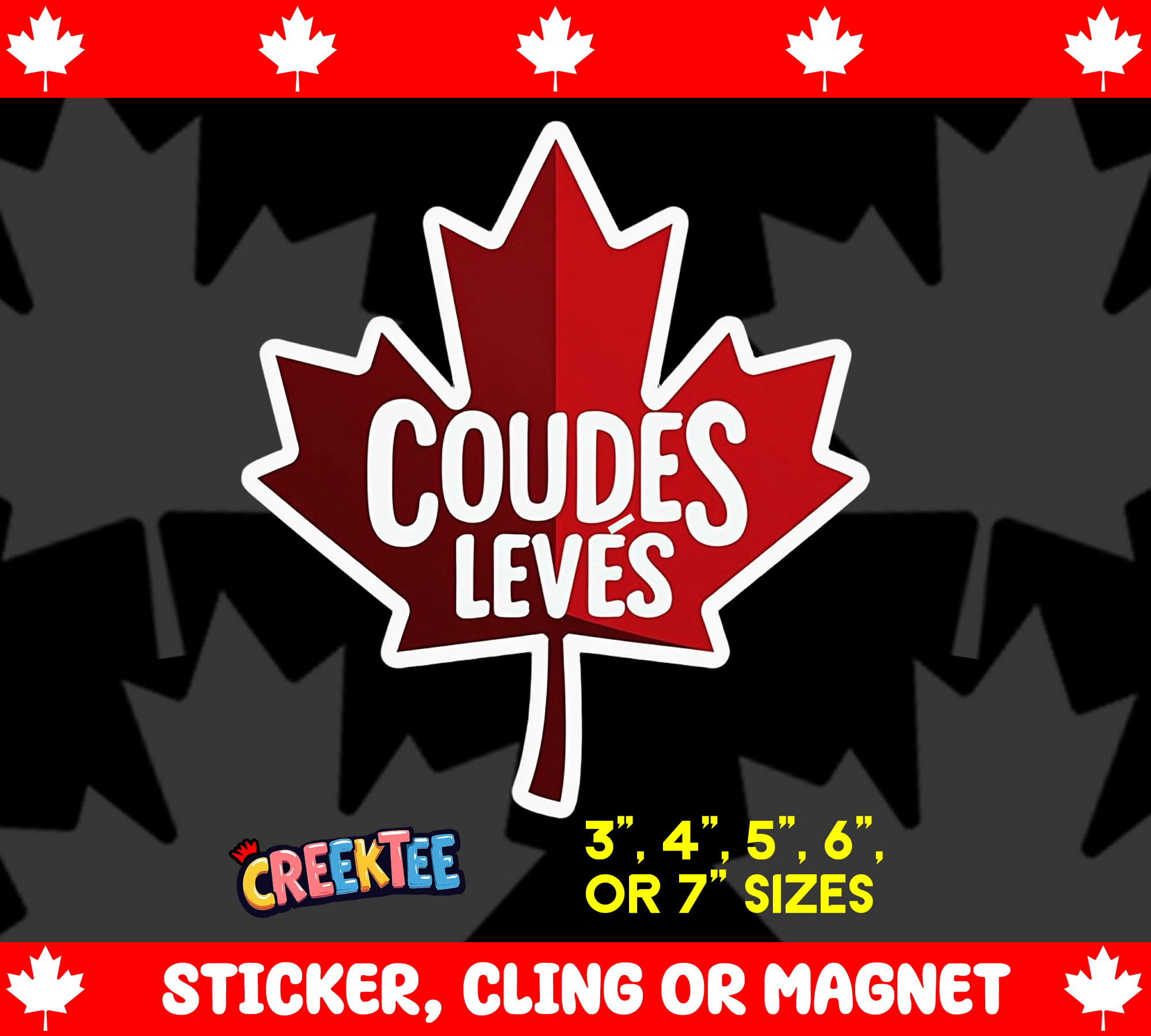 Coudes Leves Die Cut Vinyl Sticker Window Cling or Magnet with Laminate Coating in Various Sizes