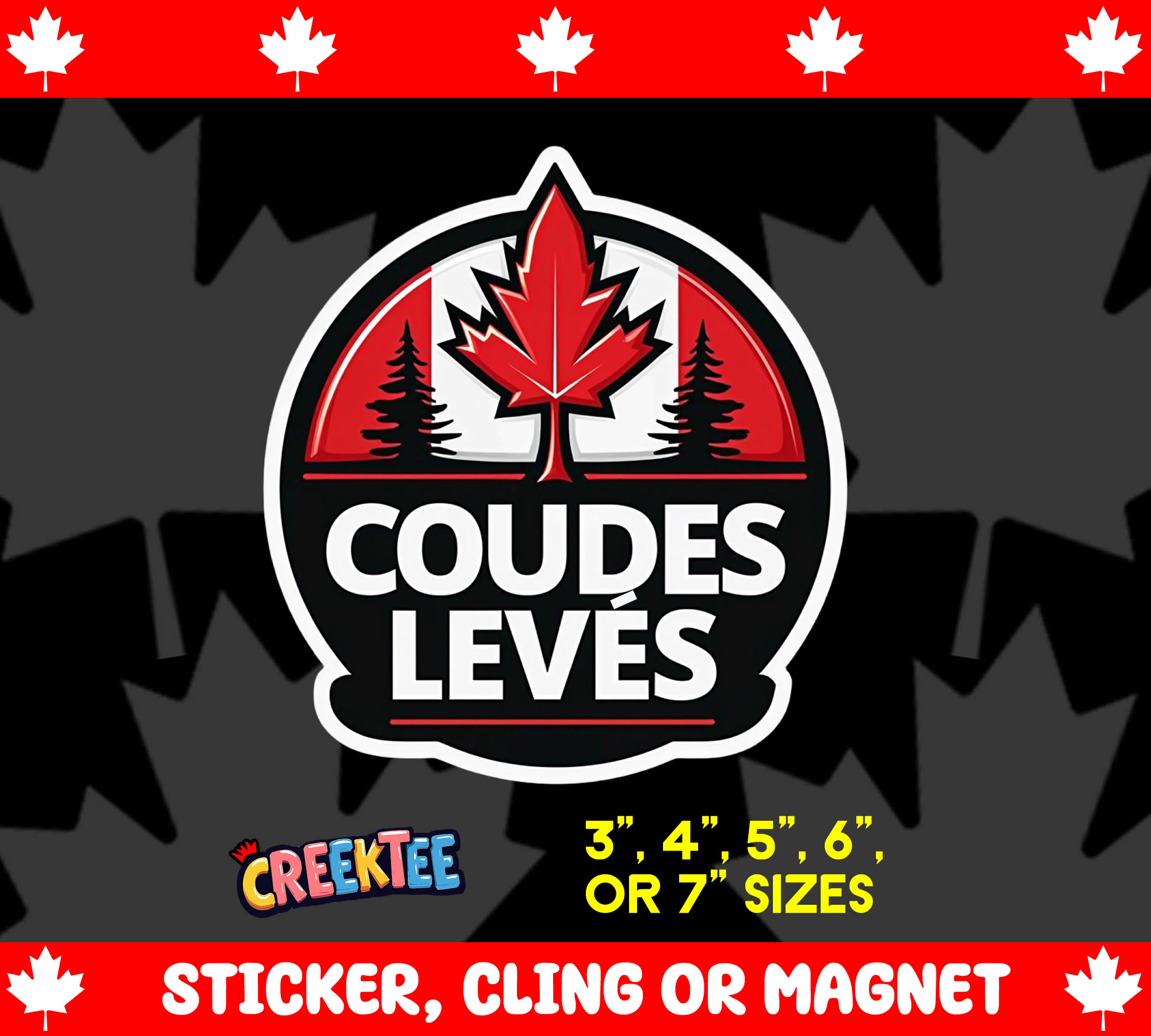Coudes Leves Die Cut Vinyl Sticker Window Cling or Magnet with Laminate Coating in Various Sizes
